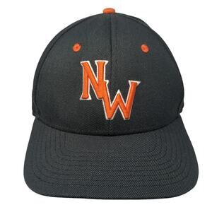 NW Logo Fitted Baseball Cap Black L Embroidered Vented Holes Dome Headwear